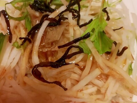 ポン酢でさっぱり★大根と水菜と塩昆布の和風サラダ